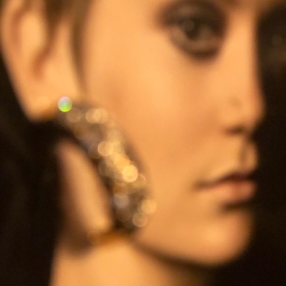 NEW tanzanite CZ gold half moon hoop earrings hoops gemstone - Picture 13 of 15